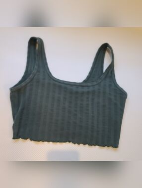 Offline Aerie Dark Green Cropped Tank Small